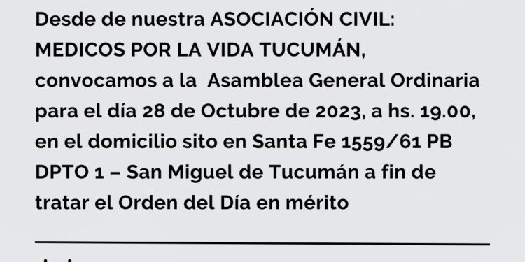 Convocatoria a «Asamblea General Ordinaria»